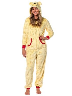 Winnie the Pooh Yellow Hooded Adult Pajamas Onesie